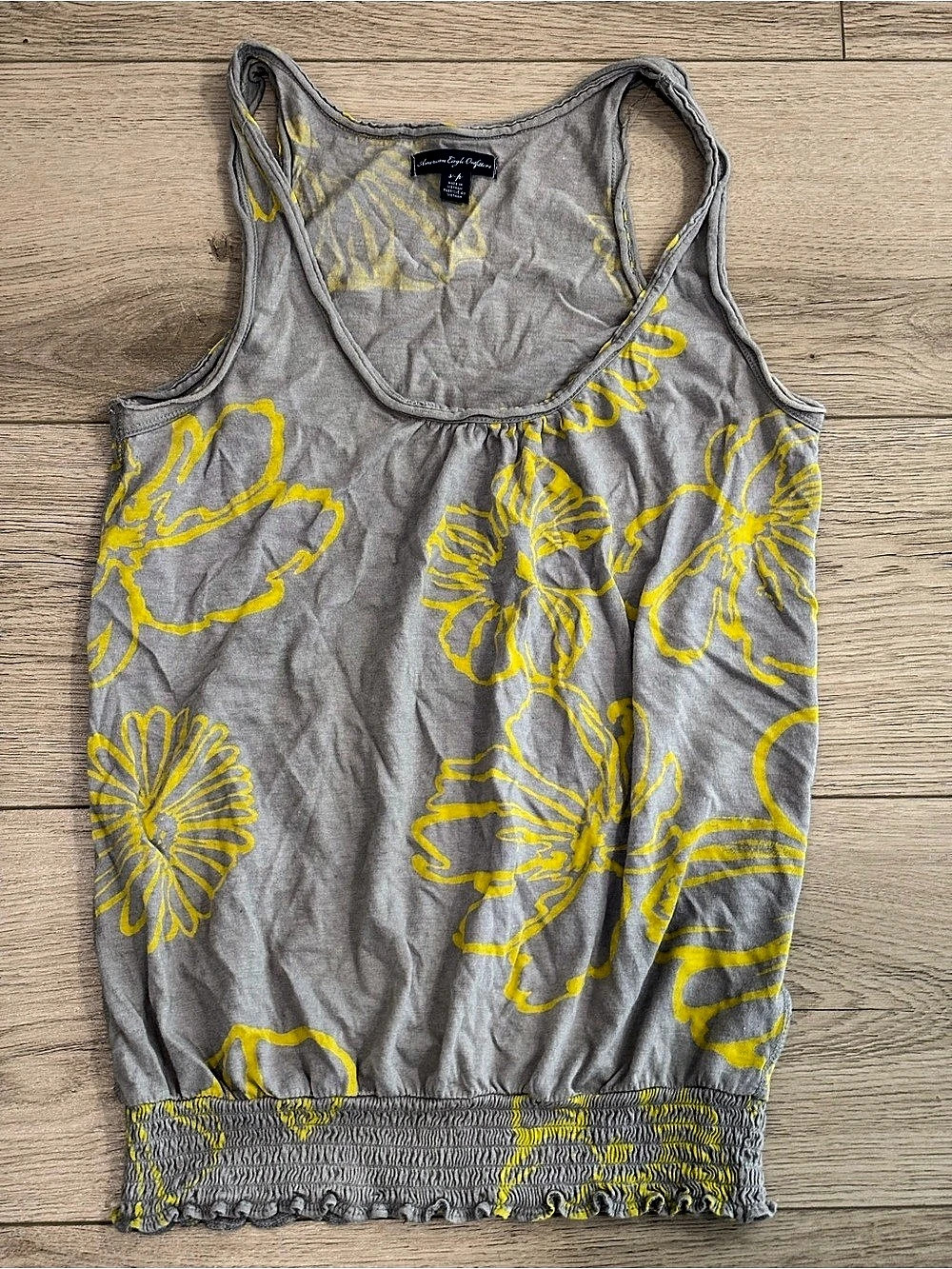 American Eagle Outfitters Floral Tank Top in Gray & Yellow